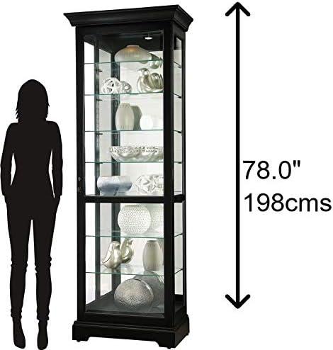 Greyleigh™ Flagg Lighted Gallery Style 5 Shelf Curio Cabinet in Onyx Black