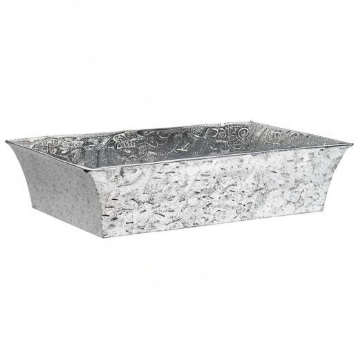 Rectangular Embossed Floral Pattern Planter Box - ACHLA Designs: Galvanized Steel, Drain Holes, Wall-Mountable