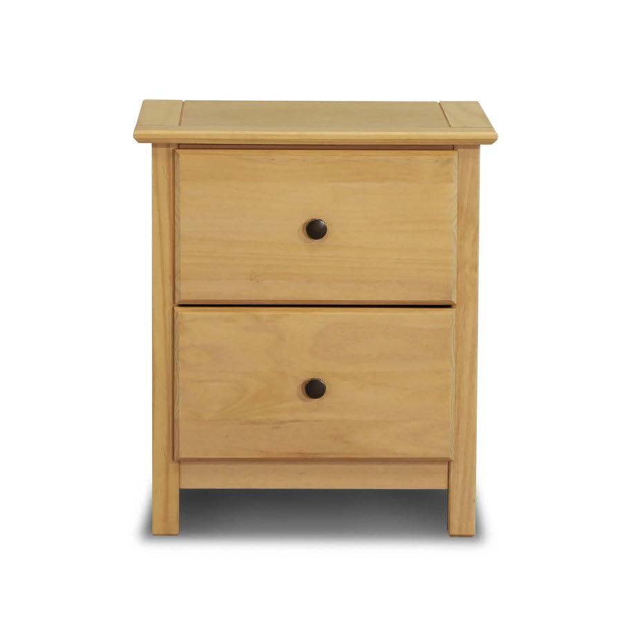 Natural Solid Pine 2-Drawer Shaker Nightstand