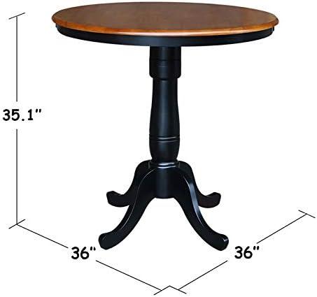 International Concepts 36" Round Table in Black and Soft Cherry