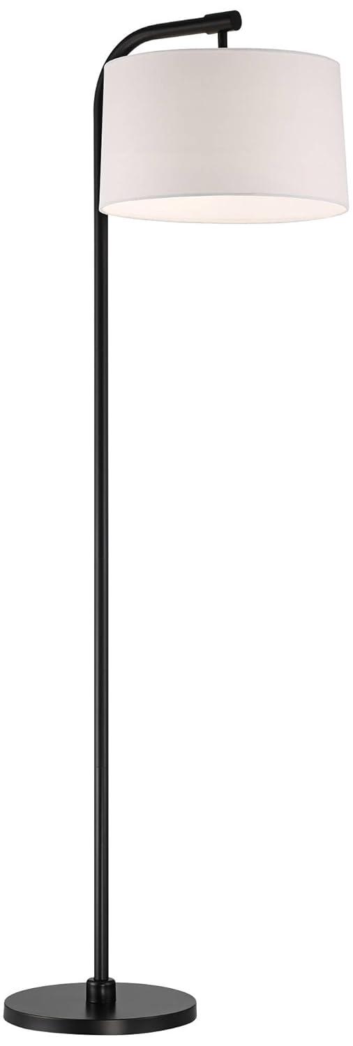 360 Lighting Serra Modern Art Deco 64" Tall Standing Floor Lamp Curved Chairside Arc Offset Arm Foot Switch Black Metal Living Room Bedroom House