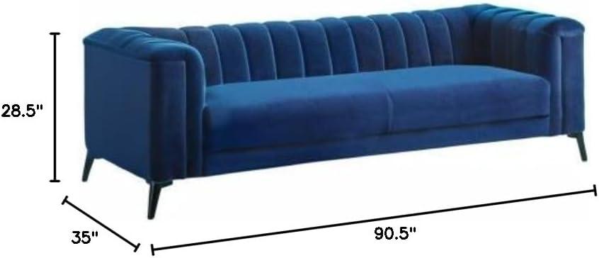 Coaster Chalet Modern Velvet Upholstered Tuxedo Arm Sofa Blue