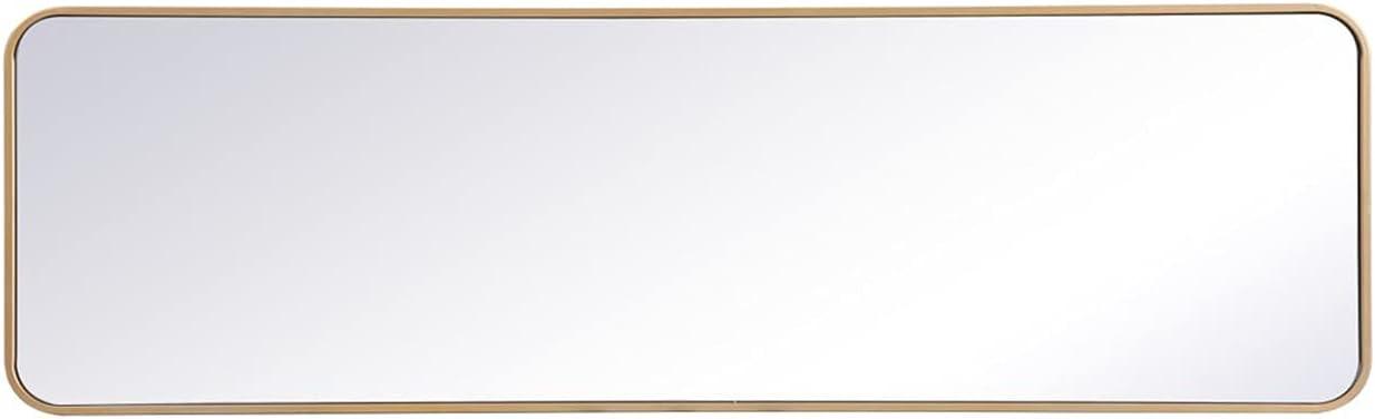 Soft corner metal rectangular mirror 18x60 inch in Brass