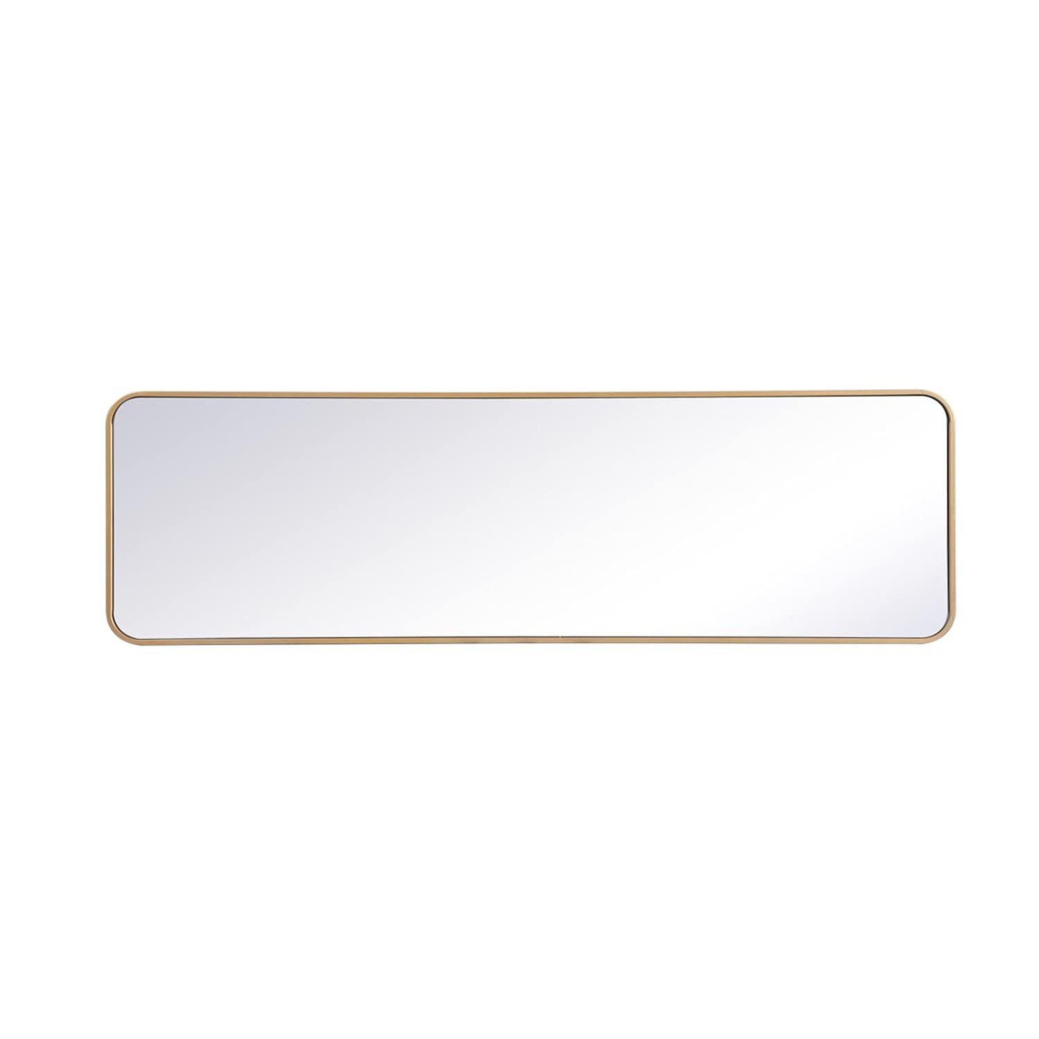 Soft corner metal rectangular mirror 18x60 inch in Brass