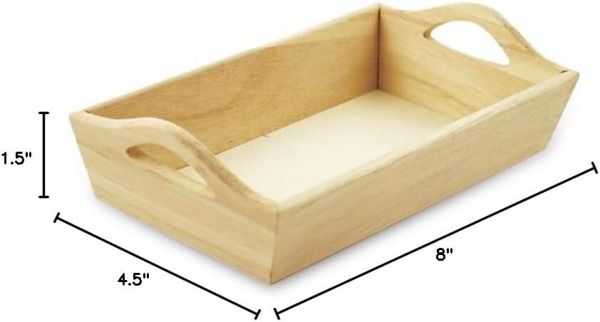 MultiCraft Paintable Wooden Tray With Handles-8.125"X4.625"X2.125"