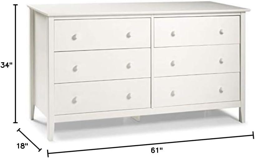 Alaterre White Double 6-Drawer Pine Dresser