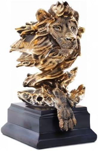 H&W Sandstone Lion - The King of Beasts - Statue Decoration for Home/Study/Living Room, Great Collectible Figurines, Best Gift for The Man, Golden Color (HH17-D2)