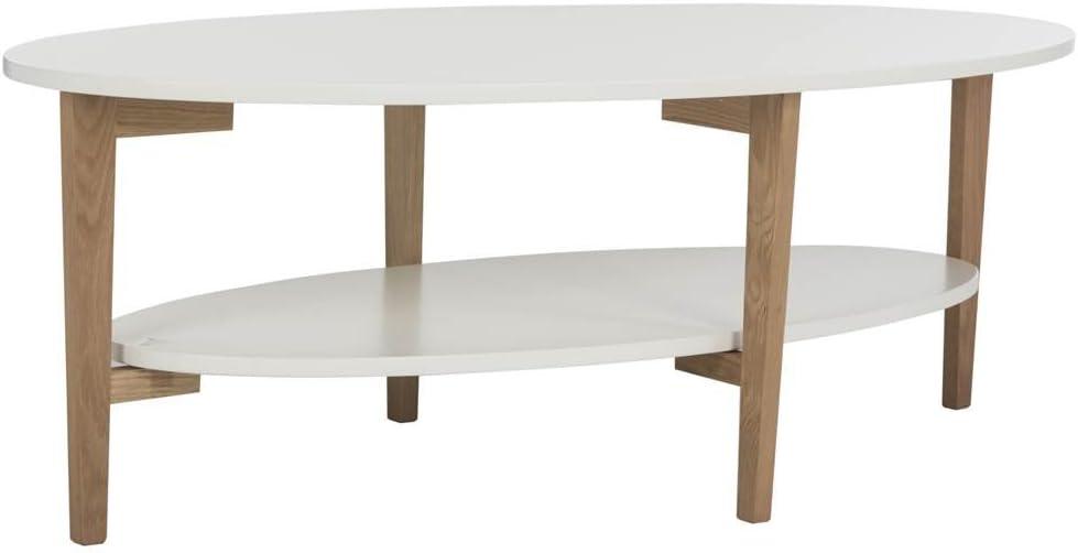 Woodruff Oval Coffee Table - White/Oak - Safavieh