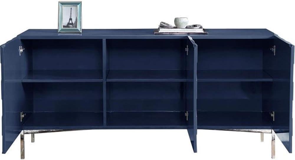 Meridian Furniture Collette Solid Wood Sideboard Buffet in Navy Lacquer