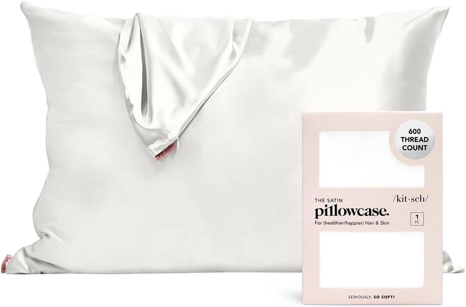 Ivory Satin Standard/Queen Pillowcase with Zipper