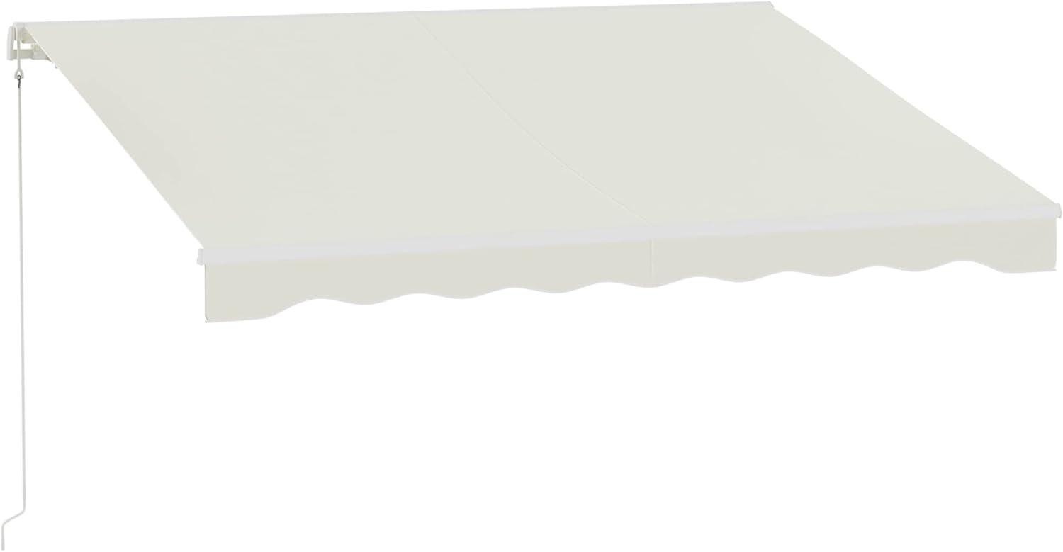 Outsunny 59'' Polyester Cream Cover Motorized Retractable Patio Awning
