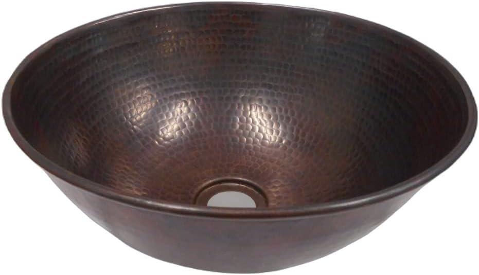 SimplyCopper  12" Round Copper Vessel Bathroom Sink - 12" x 12" x 4.5" - 12" x 12" x 4.5"
