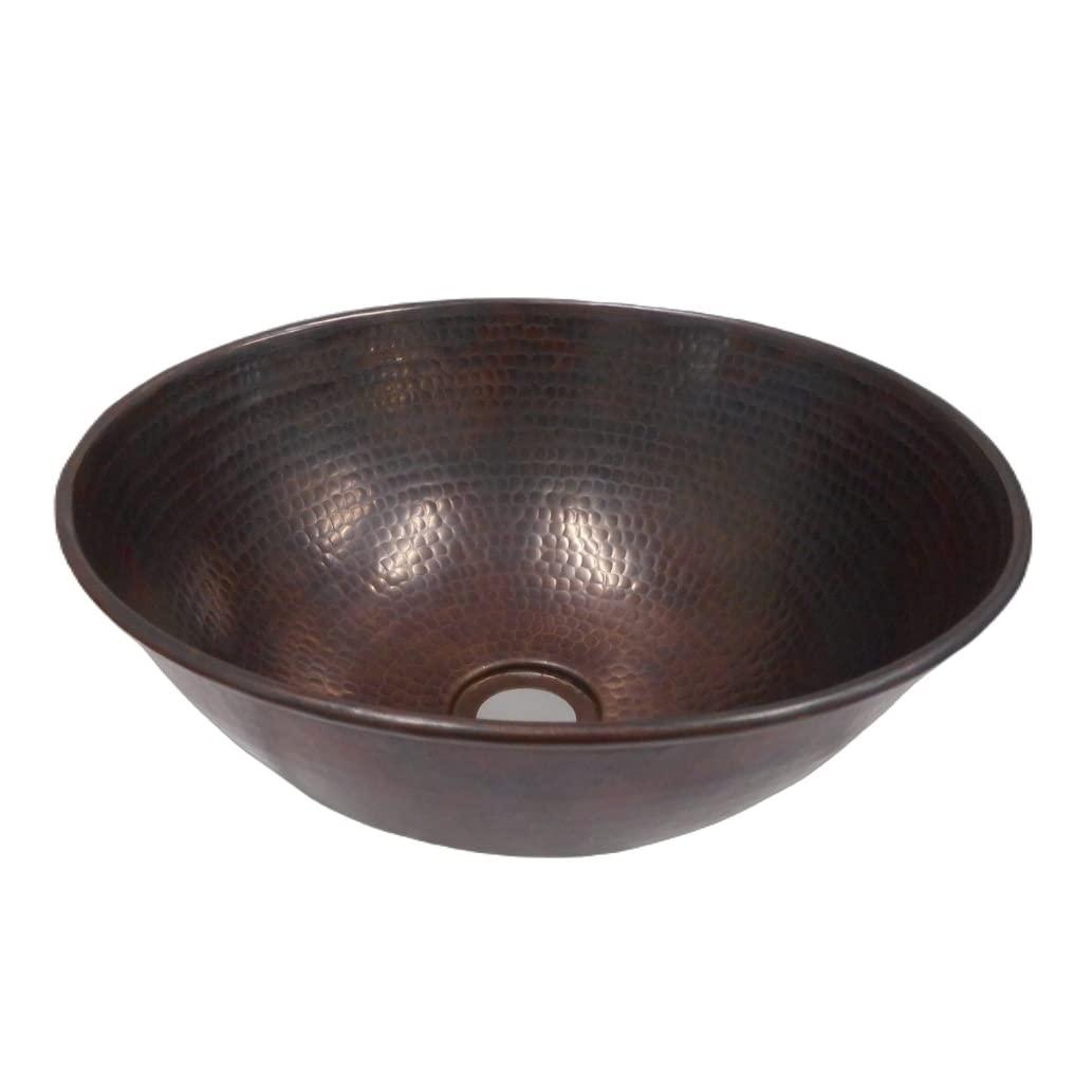 SimplyCopper  12" Round Copper Vessel Bathroom Sink - 12" x 12" x 4.5" - 12" x 12" x 4.5"