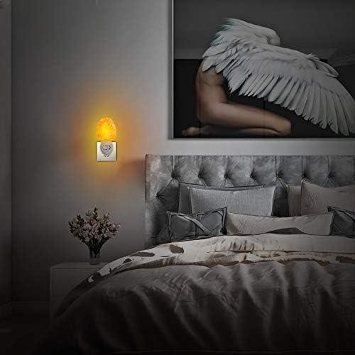 2 Pack Salt Night Light Lamp, Pink Natural Himalayan Salt Lamp, Mini Carved Salt Crystal Night Light Wall Light with Bulbs, Saftety Approved Wall Plug, Bedroom Decoration and Lighting
