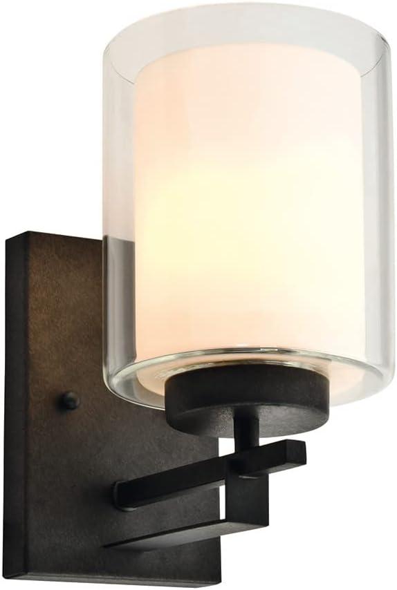 Design House 578153 Impala Traditional 1-Light Indoor Wall Light Dimmable with Double Glass for Bathroom Bedroom Hallway, Rustic Bronze