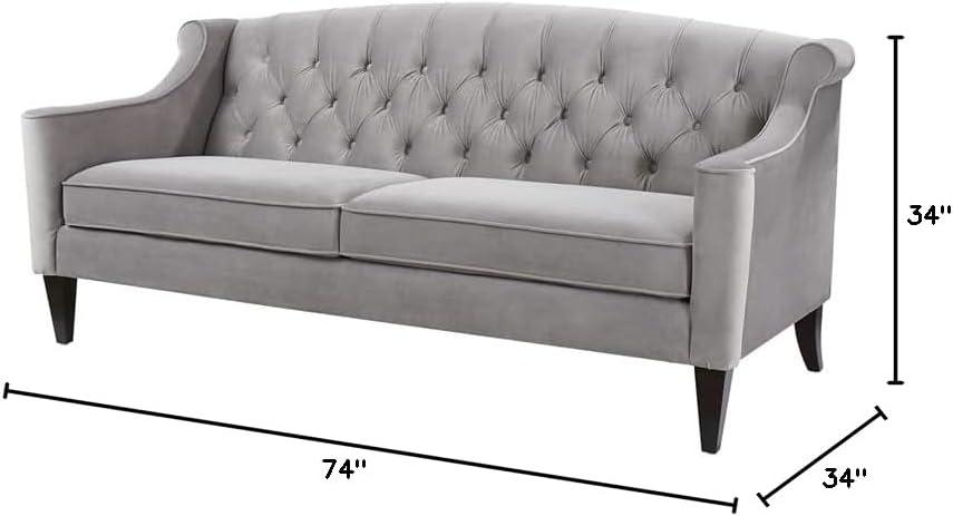 Ken Upholstered Button Tufted Sofa, Opal Grey