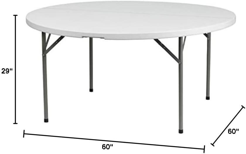 Noah Round Plastic Folding Table with Granite White Surface and Locking Legs