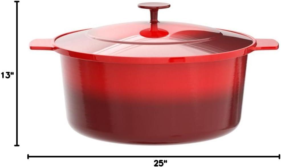 Granitestone Dutch Oven 6.5 Qt Cooking Pot With Lid Nonstick Ceramic Hot Pot Cast Aluminum Induction Stock Pot, Red