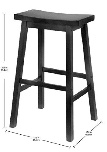 29" Satori Saddle Seat Barstool Black - Winsome: Solid Wood, High-Top Counter, Backless Design