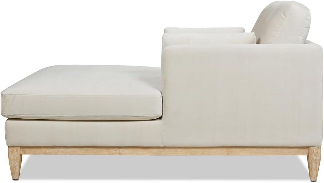 Jennifer Taylor Home Knox 65" Modern Farmhouse Performance Velvet Living Room Chaise Lounge Chair in French Beige