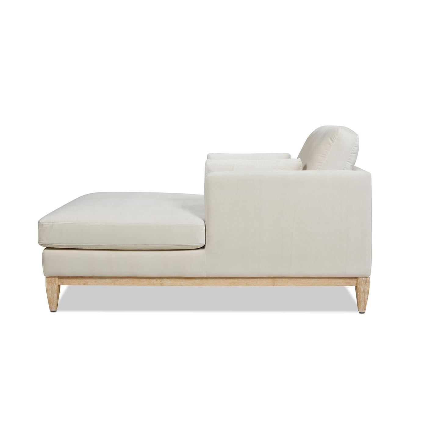 Jennifer Taylor Home Knox 65" Modern Farmhouse Performance Velvet Living Room Chaise Lounge Chair in French Beige