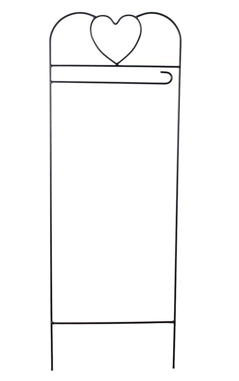 Black Powder Coated Wrought Iron Heart Garden Flag Arbor