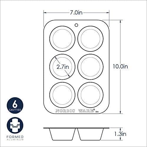 Nordic Ware 6-Cup Silver Non-Stick Round Muffin Pan