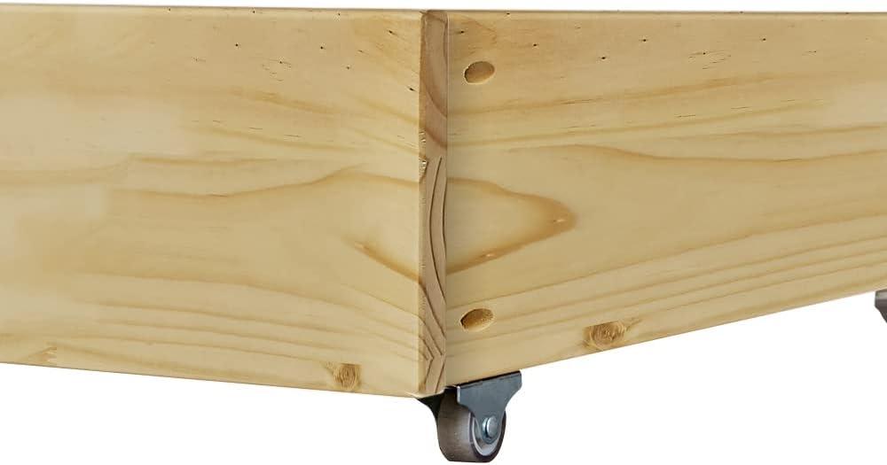 MUSEHOMEINC Solid Wood Under Bed Storage Drawer with 4-Wheels for Bedroom,Suggested for Queen&King Size Platform Bed,Natural