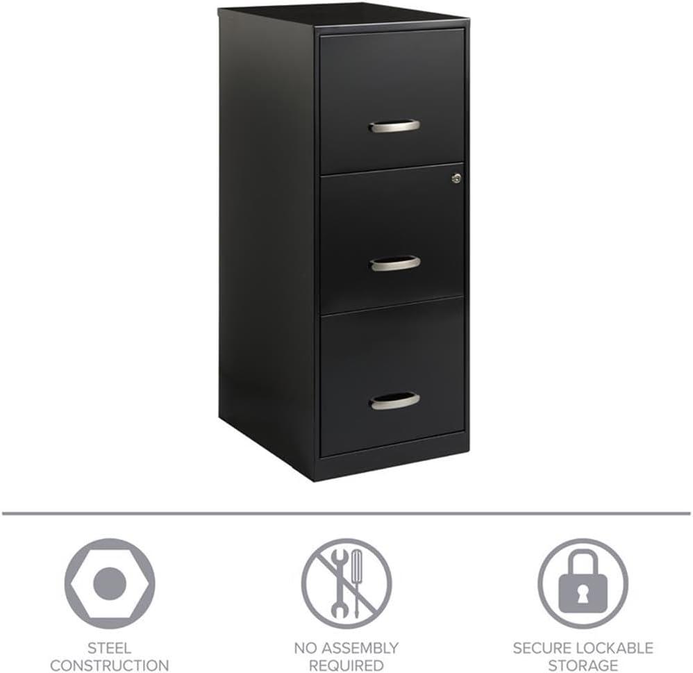 3 Drawers 35.5" Vertical Black Metal Filing Cabinet Lockable Pre-assembled Stationary Legal/Letter Size for   Office