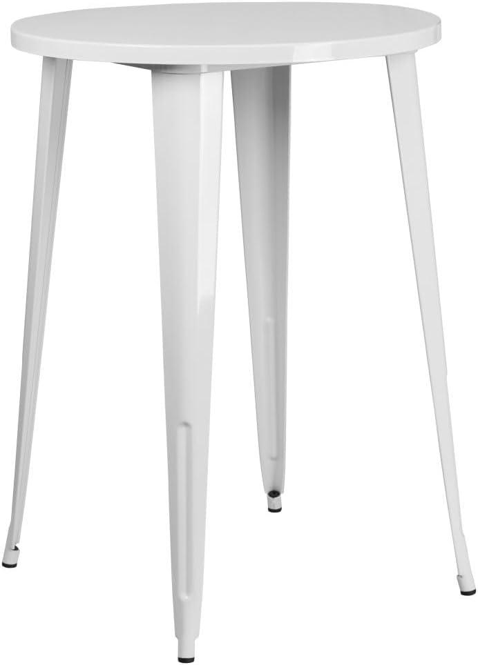 Flash Furniture Commercial Grade 30" Round White Metal Indoor-Outdoor Bar Height Table