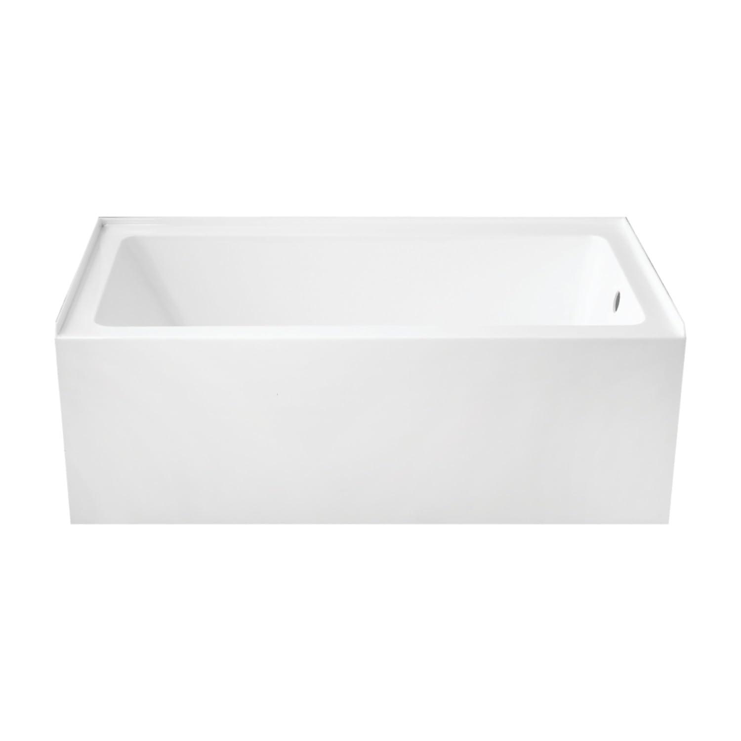 Kingston Brass Aqua Eden 60-Inch Acrylic Rectangular 3-Wall Alcove Tub, Hand Drain Hole