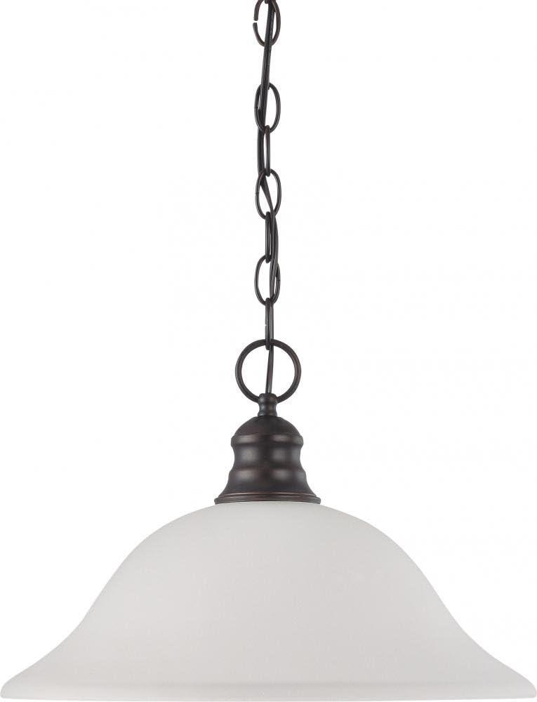 Mahogany Bronze 16" Glass Pendant Light with Frosted Shade