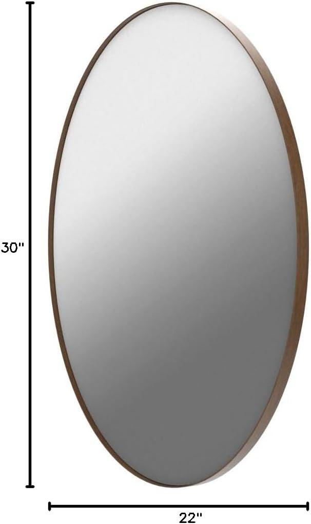 ANDY STAR Modern Decorative 22 x 30 Inch Oval Wall Mounted Hanging Bathroom Vanity Mirror with Stainless Steel Metal Frame, Brushed Bronze