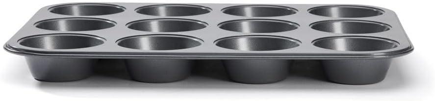 Gray Nonstick 12-Cup Round Muffin Mold