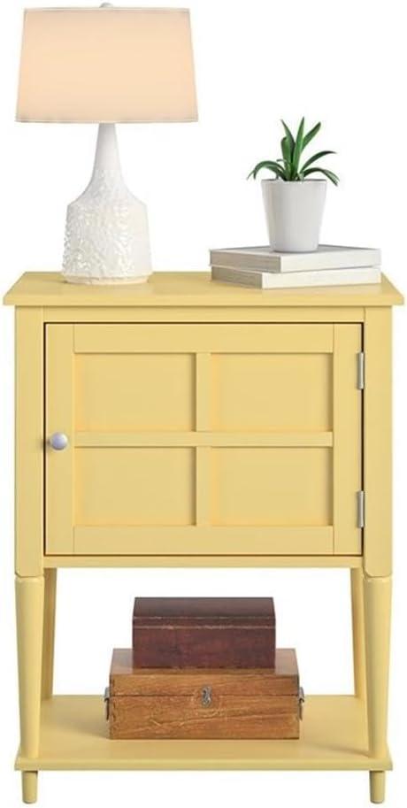 Yellow MDF Rectangular Accent Table with Storage