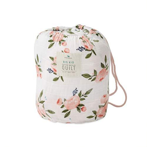 Watercolor Roses Cotton Muslin Reversible Toddler Quilt