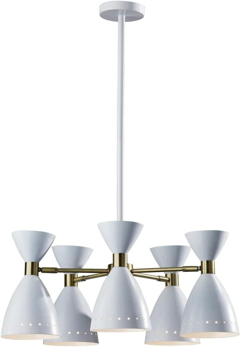 Adesso 5-Head Oscar Pendant White: Modern Metal Ceiling Fixture, ETL Listed, 40W E26, No Bulb Included