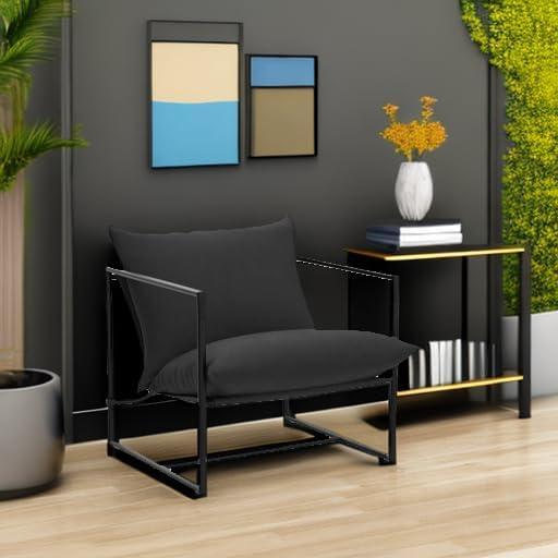 Zinus Aidan Metal Framed Sling Indoor Accent Chair, Black