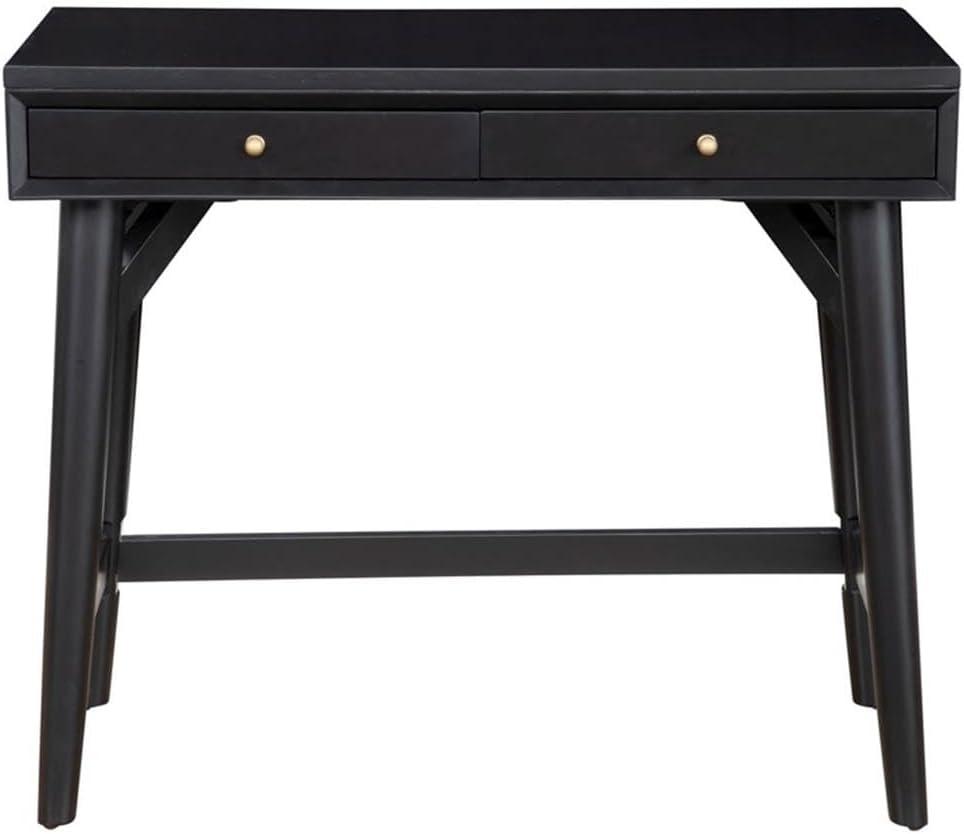 Alpine Furniture Flynn Large Wood 3 Drawer Desk in Black