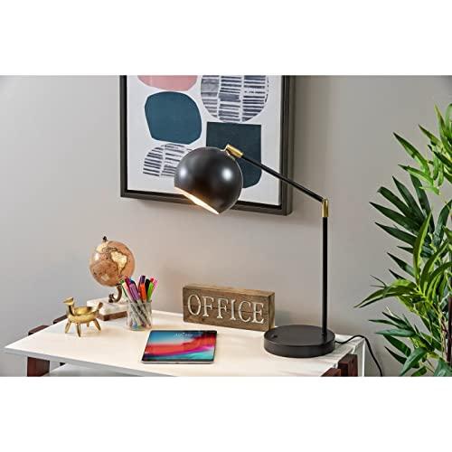 Adjustable Mid-Century Modern Black and Brass Desk Lamp