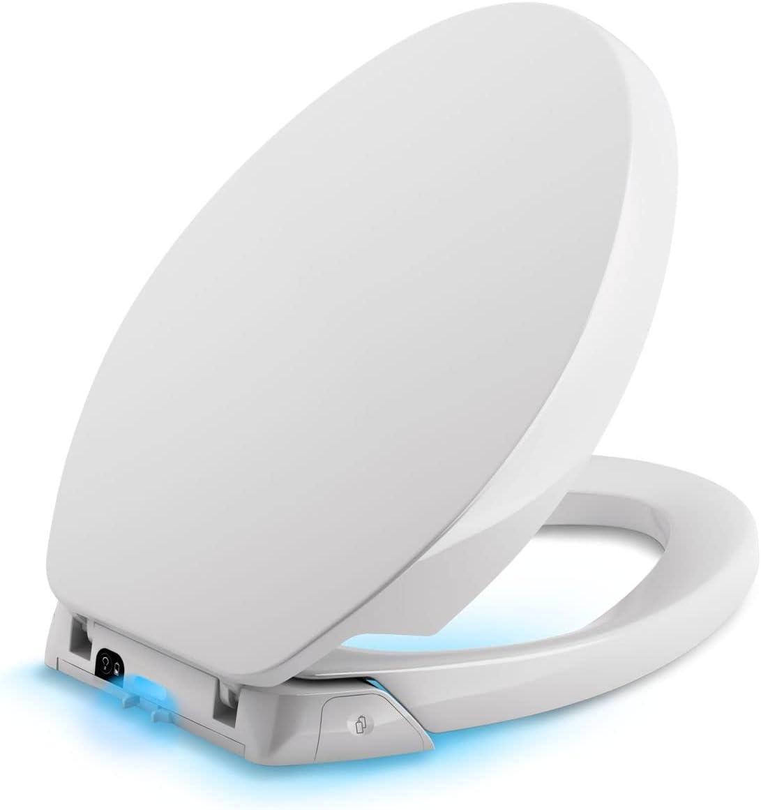 White Elongated Toilet Seat with LED Nightlight and Deodorizer