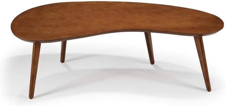 Mid-Century Modern Castanho Pine Wood Oval Coffee Table