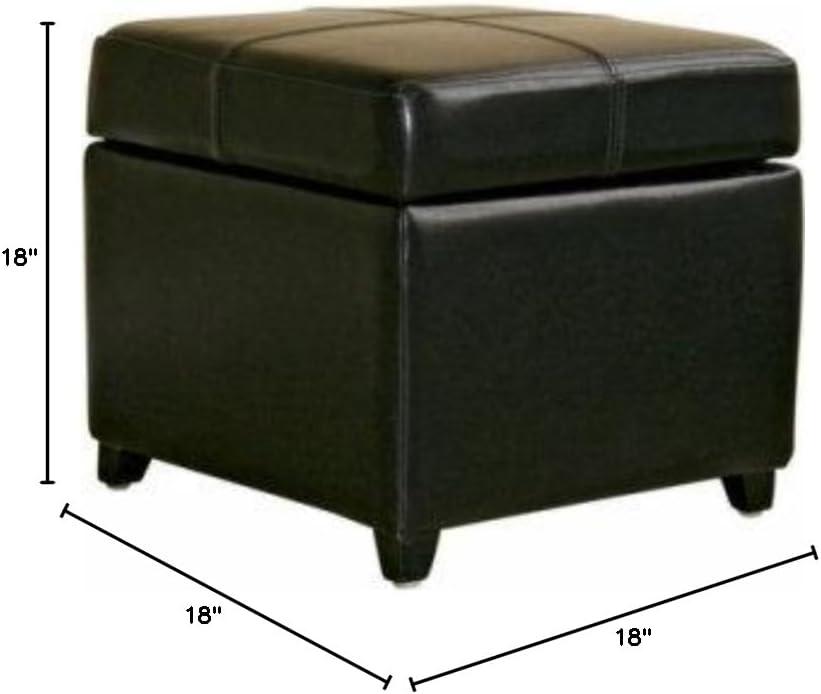 Baxton Studio Black Leather Storage Cube Ottoman with Wooden Legs