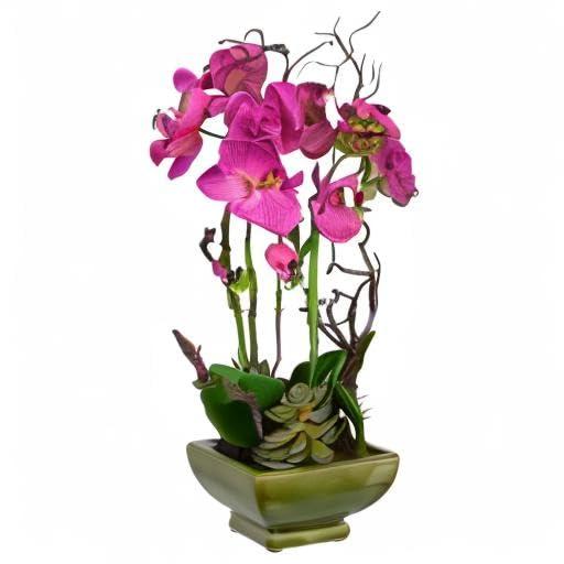 Nearly Natural 21-Inches Dark Pink/Green Indoor Desktop Silk Artificial flower