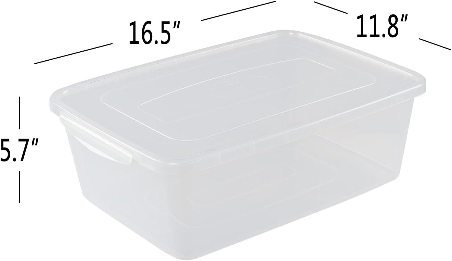 Clear Stackable Plastic Storage Boxes with Lids, 16 Quart, 2-Pack