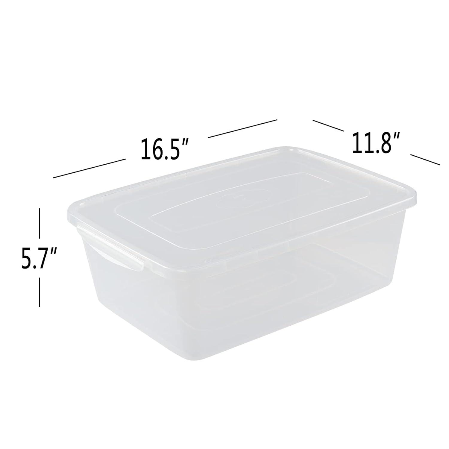 Zopnny 2-Pack Plastic Containers Box with Latching Lid, Stackable Nestable Storage Bins, Clear Pizza Dough Proofing Box, 16 Quart