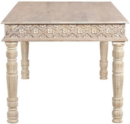 Taran Designs Milton 60" Carved Solid Wood Dining Table in White