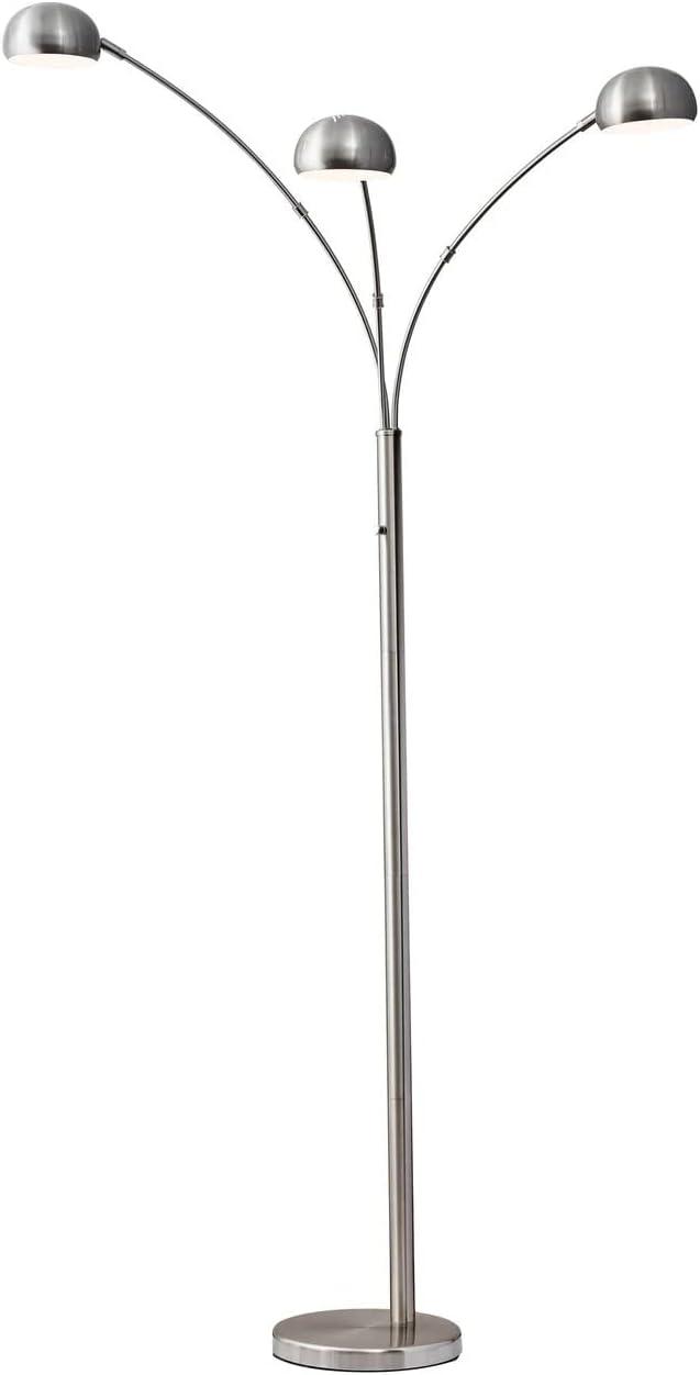 Adjustable Silver Steel Arc Floor Lamp with Marble Base