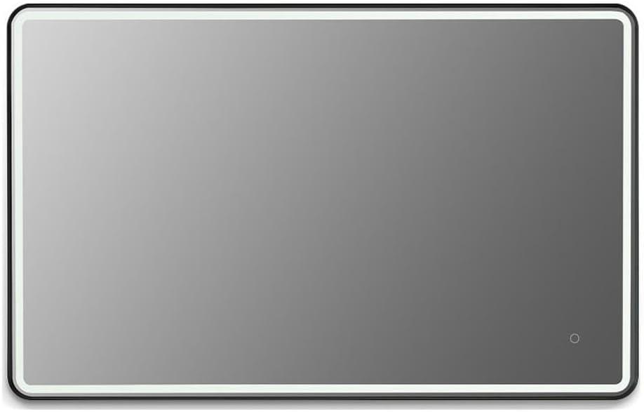 Viaggi Rectangle 48" Framed in Matt Black Modern Bathroom/Vanity LED Lighted Wall Mirror