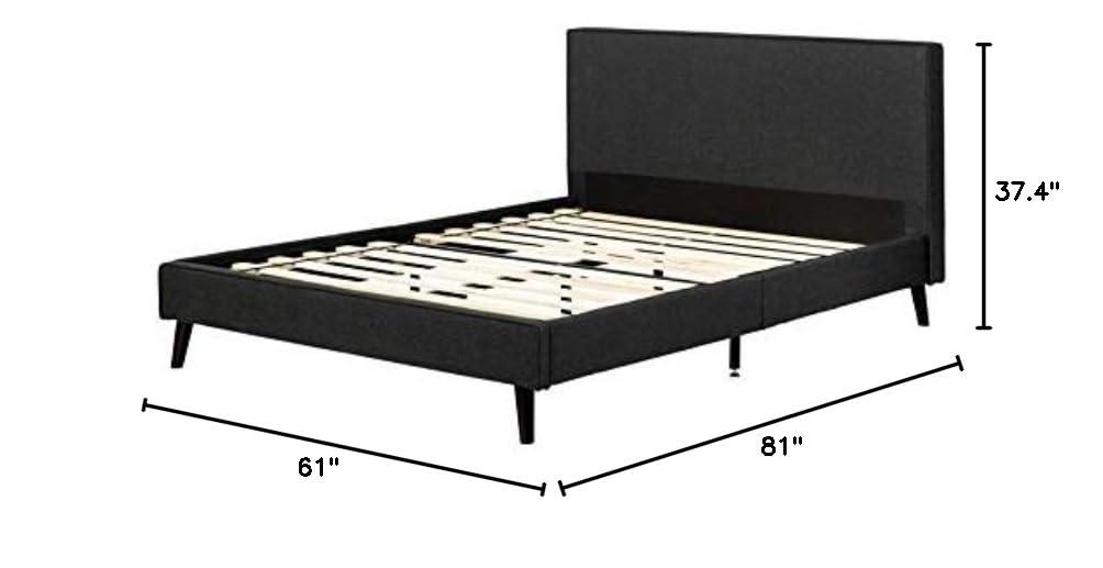 Queen Sazena Upholstered Complete Bed Charcoal Gray - South Shore